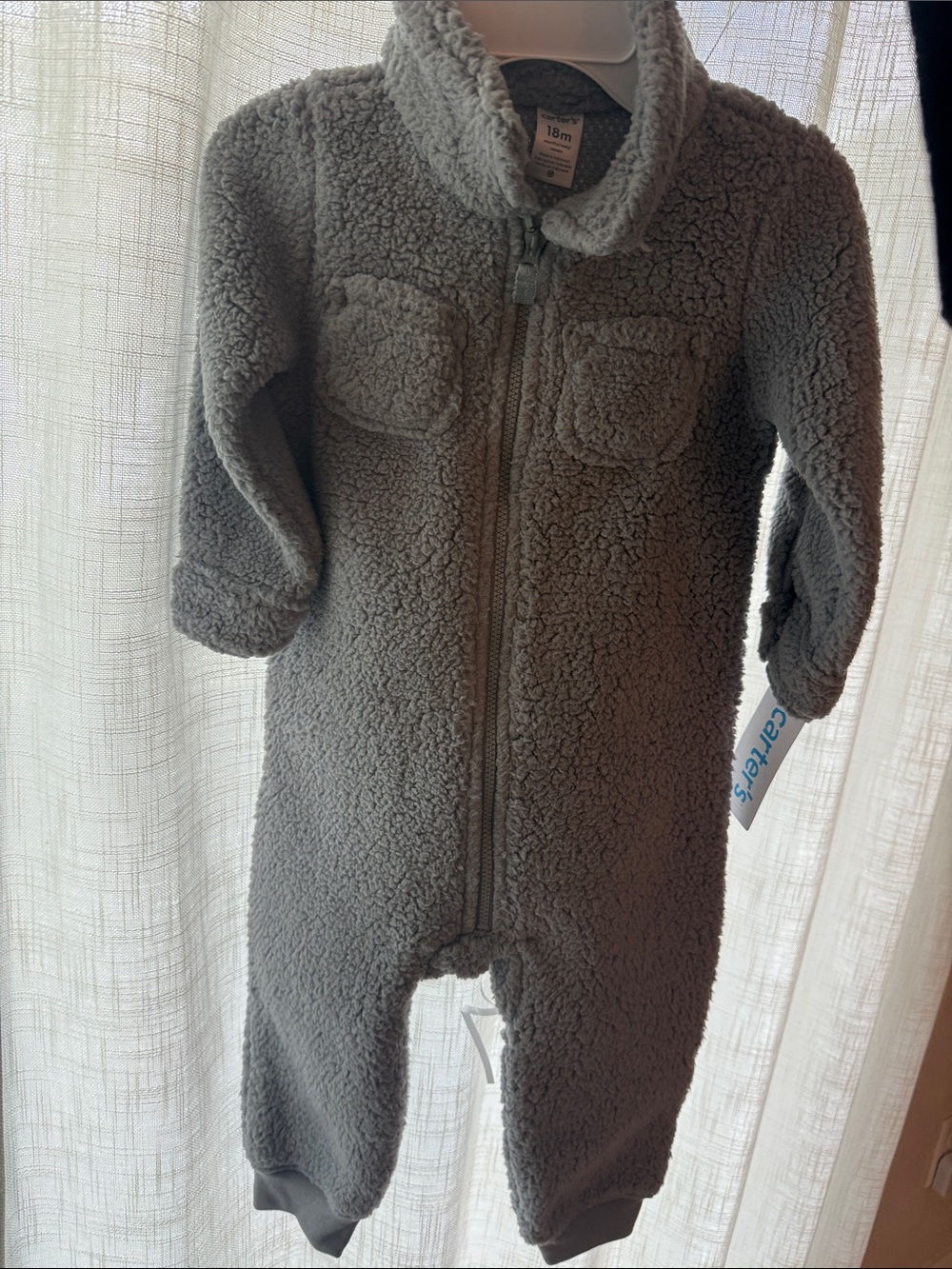 Carter's Plush Grey Sherpa Footed One-Piece